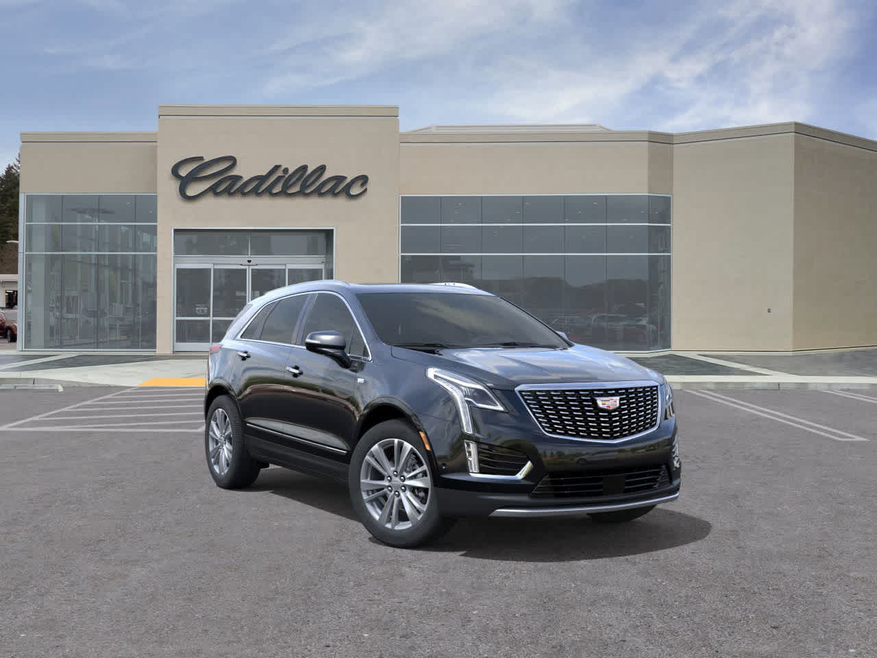2025 Cadillac XT5 Premium Luxury in Stellar Black Metallic — front three-quarter view