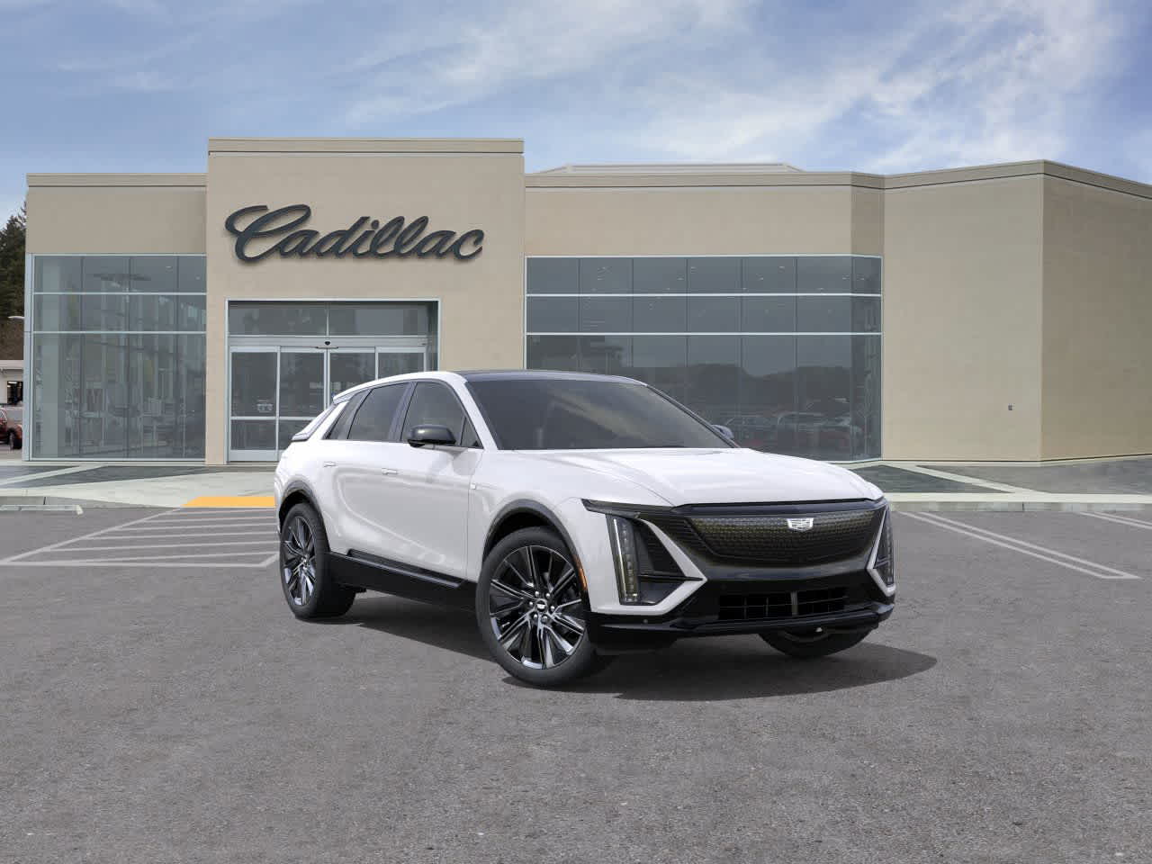 2025 Cadillac LYRIQ Sport 3 in Crystal White Tricoat — front three-quarter view