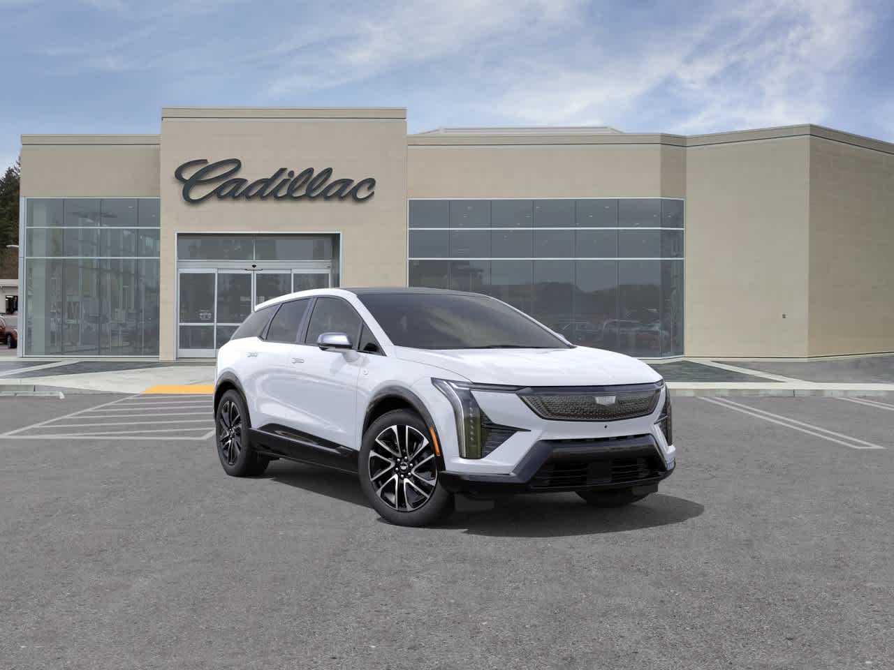 2027 Cadillac OPTIQ Sport in Vibrant White Tricoat — front three-quarter view