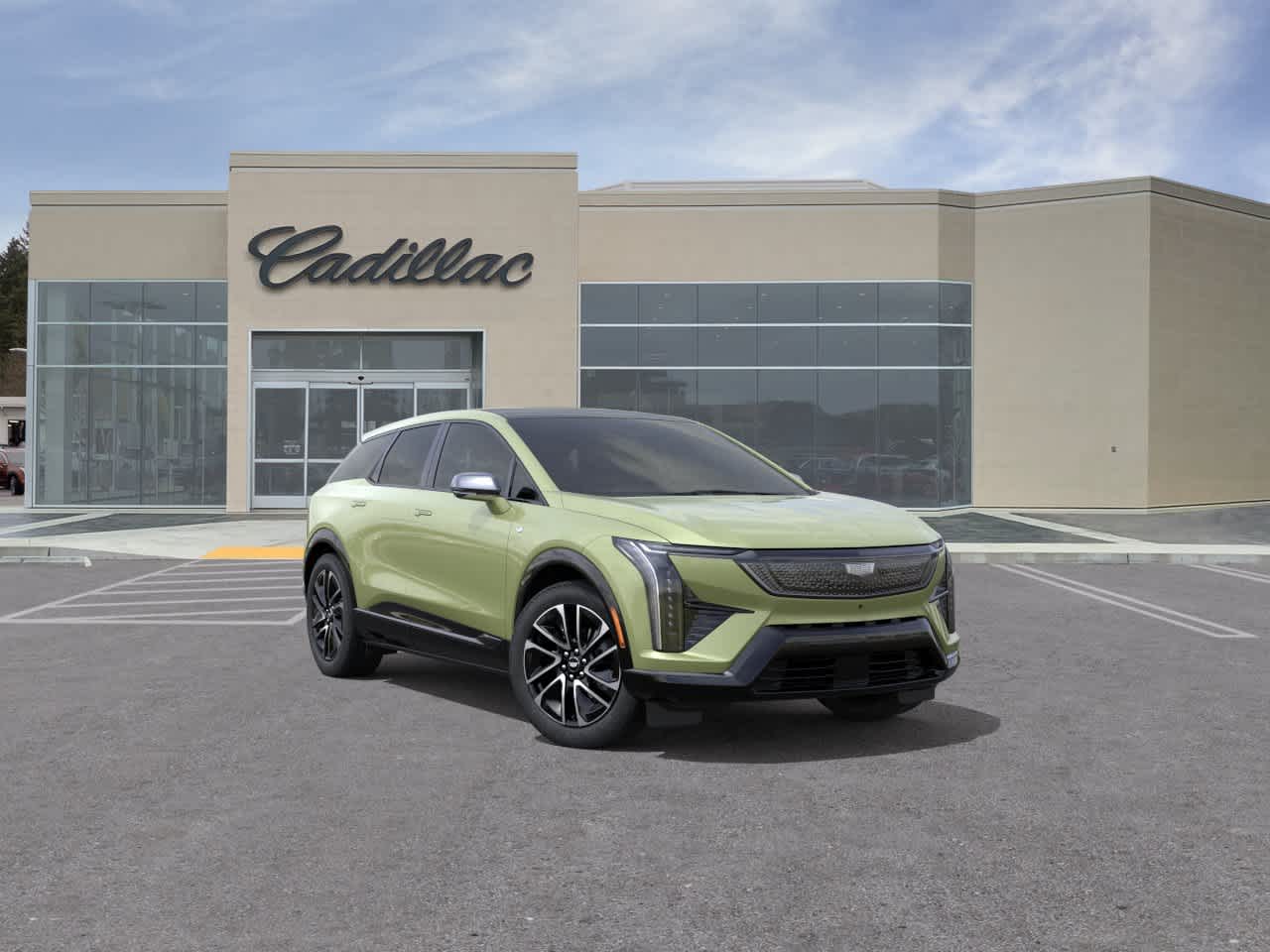 2027 Cadillac OPTIQ Sport in Citron Tricoat — front three-quarter view